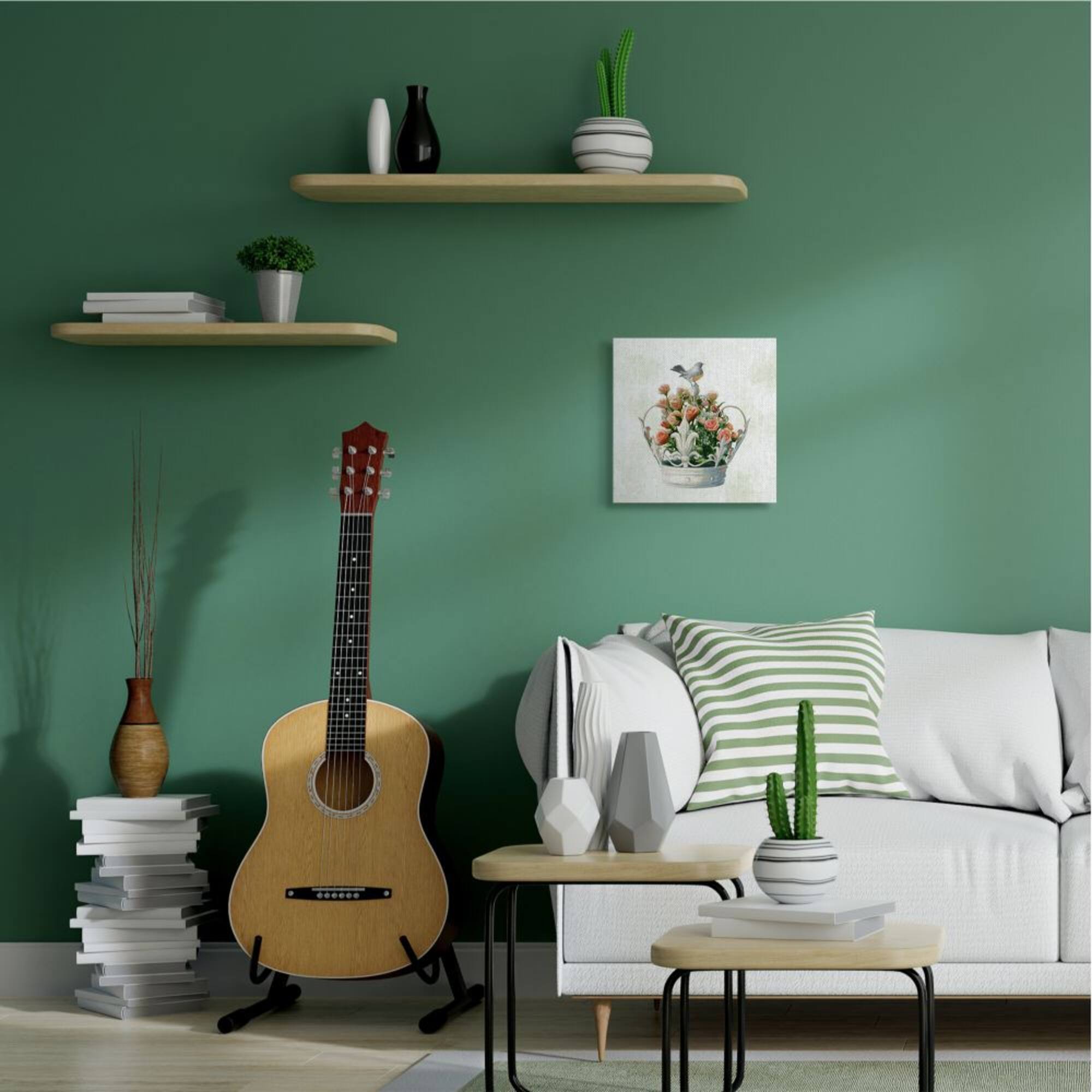 Stupell Industries Bird Perched on Regal Crown Bouquet Canvas Wall Art